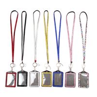 Wholesale Rhinestone Crystal Card ID Badge Bags Holder with Lanyard Rope Bling Vertical Business Cards Case Office Papelaria Supplies B3