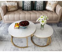 Wholesale Nordic Light luxury net red marble living room tea table simple modern small family metal iron round combination
