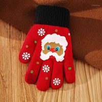 Wholesale Five Fingers Gloves Women Girl Knitted Finger Keep Warm Winter Mittens Women s Soft Mitten Green Christmas Print Female