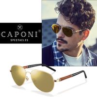 Wholesale Caponi Safety Driving Sunglasses Men Day and Night Vision Photochromic Sun Glsses for Business Man Wooden Frames Bsys409