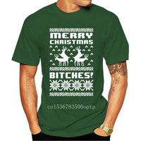 Wholesale 2021 Fashion Merry Christmas Bitches T Shirt Xmas Ugly Sweater Humping Reindeer Funny Tee Unisex Tops
