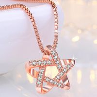 Wholesale Low Price New Sparkling Star Necklace Pendant Rose Gold Silver Neck Chain Women Fashion Jewelry Set Fine Accessories Ornament