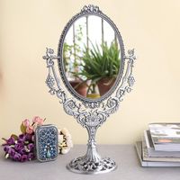 Wholesale Mirrors European Vintage Grape Branch With Flowers Design Antique Brass x8 Inches Double Sided Metal Table Decor Swing Cosmetic Mirror