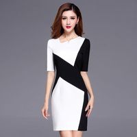 Wholesale Casual Dresses Autumn Women s Work Clothes Hip Fit Ol Commuter Black And White Stitching Celebrity Temperament Professional Dress