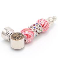 Wholesale metal pipe double bead color diamond portable skull pipe with metal cigarette set filter hand holder tobacco herb spoon pipes