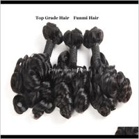 Wholesale Wefts Extensions Products Drop Delivery Brazilian Funmi Rose Curl Top Grade Auncy Weave Bouncy Curly Virgin Human Hair Bundles Natural