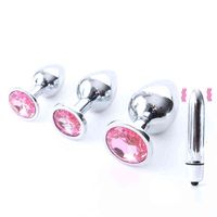 Wholesale Nxy Metal Silicone Big Stainless Steel Anal Plug Dildo Sex Toys Small Medium Large Butt Gay Beads Toy Vagina Anus Toy1210