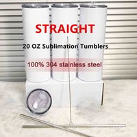 Wholesale STRAIGHT oz Sublimation Skinny STRAIGHT Tumblers With Straw Stainless Steel Water Bottles Double Insulated Cups Mugs TOP