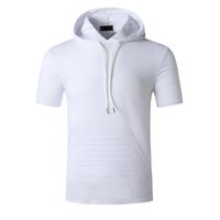 Wholesale Men s T Shirts White Solid T Shirt Men Workout Casual Muscle Gym Shirts Mens Hooded Oversized Hip Hop Tee Summer Harajuku Hipster Tops