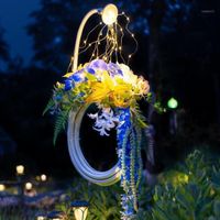 Wholesale Decorative Flowers Wreaths Acrylic Flower Wreath String Light Waterproof LED Lamp Garden Decor Water Pipe Garland Spotlight Star Watering