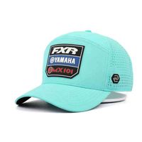 Wholesale Custom Panel Cotton Polyter PVC Rubber Patch Cool Green Laser Drilling Hole Breathable Baseball Snapback Cap Hats