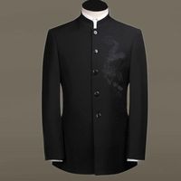 Wholesale Brand Men Suits Big Size Chinese Mandarin Collar Male Suit Slim Fit Blazer Wedding Terno Tuxedo Pieces Jacket Pant Men s Blazers