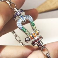 Wholesale PURE PEARL U shaped buckle Link Chain Bracelet Sterling Silver Colorful Horseshoe Magnet jewelry For Fashion Women Gift France