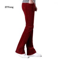 Wholesale ZYYong Corduroy Pants Mens Business Casual Slim Bootcut Flared For Men Boot Cut Flare White Red Black Long Trousers Men s