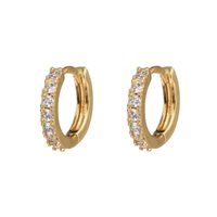 Wholesale Classic Copper Metal Huggies Small Hoop Earrings Female Gold Thin Circle CZ Charm Hoops mm Wedding Jewelry Huggie