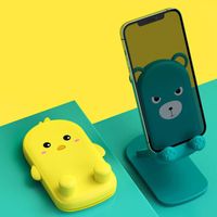 Wholesale Cell Phone Mounts Holders Cute Desktop Stand Foldable Tablet Holder Cartoon Bear Scalable And Stable Silicone Bracket Support Inch