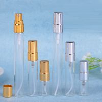 Wholesale 2ml ml ml Plastic glass spray permanent bottle repeat filling small sample container silk screen printing silver