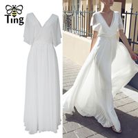 Wholesale Victorian Vintage V neck Summer White Maxi Long Dress Elegant Party Lace Patchwork Wedding Outdoor Robe blanche