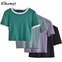 Wholesale Klkxmyt Za Summer T shirt Women Cotton Basic O Neck Short Sleeve Casual Slim Female Chic Pullover Tops