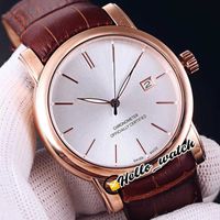 Wholesale Designer Watches San Marco Classico Rose Gold Case Automatic Mens Watch Date Stud White Dial Brown Leather Strap Color