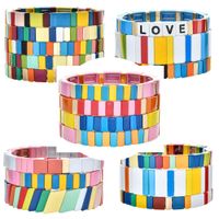 Wholesale Stacking Enamel Colour Unisex Bracelets Colorful Fashion Bangles for Men Copper Alloy Sport Bracelet Femme