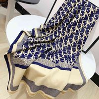 Wholesale trend Design Long d letter imitation cashmere scarf for women in autumn and winter new cotton warm thickened soft double sided shawl Bib batch