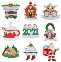 Wholesale Christmas Decoration DIY Ornaments Birthdays Party Gift Product Personalized Family Of Ornament Pandemic Resin Accessories with Red rope