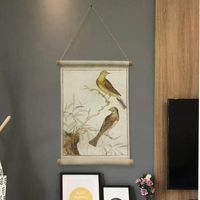 Wholesale Frames Living Room Art Cloth Hanging Painting Wall Covering Decorative Free Punching Flower Bird Scroll