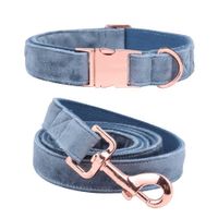 Wholesale Unique Style Paws Christmas Dog Collar and Leash Set Designer Blue Velvet Adjustable Dog Collars for Big Dog
