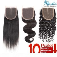 Wholesale Brazilian Straight Body Deep Wave Lace Closure Hair Extensions Inch Factory Price x4 Swiss Lace Frontal