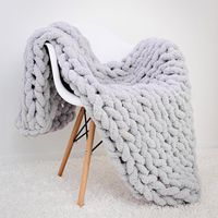 Wholesale Blankets Wool Knitted Blanket Winter Thick Yarn Bulky Knitting Handmade Large Big Sofa Bed