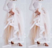 Wholesale New Design Tulle Maxi Skirt with Satin Ribbon Edge Champagne Ruffled Stylish Skirts for Women Sexy Woman Long Winter Skirts