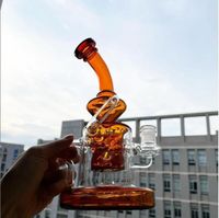 Wholesale Amber Glasses Water Pipes Function Bongs Hookahs Thick Glass Recycler Bong Beaker base Dab Rigs Cigarette with mm Bowl inchs