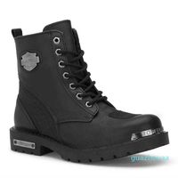 Wholesale Fashion Men s Winter Biker Boot Leather Black Motorcycle Boots Metal Decor Shoes Ankle Male Durable