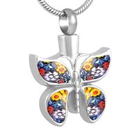 Wholesale Pendant Necklaces IJD8689 Red Blue Colorful Murano Glass Cremation Necklace Jewelry Ashes Holder Keepsake Butterfly Memorial Urn For Pet