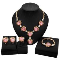 Wholesale Yulaili Pink Exquisite Opal Fashion Jewelry Set And Meaningful Mother s Day Birthday Party Sets Gift Earrings Necklace
