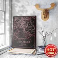 Wholesale Paintings Stockholm Sweden Map Decor Poster World Travel City Wall Picture Black Backgroud Pink Art Prints Bar Club Mural