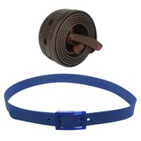Wholesale Belts Men S Women S Silicone Belt Rubber Plastic Buckle Plain Leather Style Adjustable Brown With Navy Blue