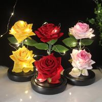 Wholesale Decorative Flowers Wreaths Delicate Compact High Brightness Two Artificial LED Roses Flower Gift Rose Light For Valentine s Day