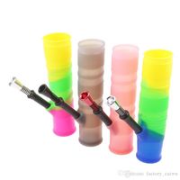 Wholesale hookah Folded portable silicone water bong with clear black blue red plastic bongs double filter oil rig for smoking