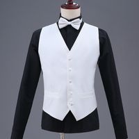Wholesale White Mens Waistcoat Formal Business Work Causal Slim Fit Vest For Men U Neck Retro Gentlemen Men Suit Vest Solid Wedding Gilet