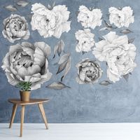 Wholesale Wall Stickers Home Decor Peony Watercolor Decals black And White Watercolor Flowers