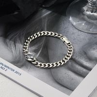 Wholesale Link Chain Cuban Thick S925 Sterling Silver Bracelet Personality Street Hip Hop Accessories Couple Men And Women