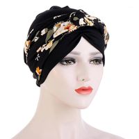 Wholesale Scarves Womens Print Hats Polyester Hair Care Head Scarf Floral Stretch Turban For Girls Colorful Fashion Caps Muslim Wrap
