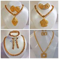 Wholesale 24K Gold Color Dubai Nigeria France Flower Earring big Phoenix Tail Necklacet Jewelry Set Women Wedding Gift