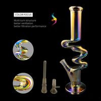 Wholesale Colorful Glass Water Bongs Hookahs Smoking Pipes Dab Rigs Ice Bubbler Chicha Glow In The Dark Bong Downstem Perc With mm Bowl