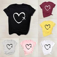 Wholesale Valentine s Day Lovers Men s And Women s Creative Space Heart Print O neck Short Sleeve T shirt Harajuku Casual Tee Camisetas