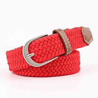 Wholesale Braided Belt Woman Canvas Metal Buckle for Jeans cm Female Pink Red Yellow Blue Black Brown Gray Belts Weave Waistband