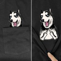 Wholesale Mens T Shirts Funny TShirt Fashion Brand Summer Pocket Husky Dog Printed For Women Shirt Hip Hop Tops Cotton Tees