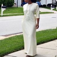 Wholesale H D Turban Dresses For Women African Shiny Maxi Dress Muslim Fashion White Hijab Abaya Lady Party Clothing Kaftan Boubou Ethnic